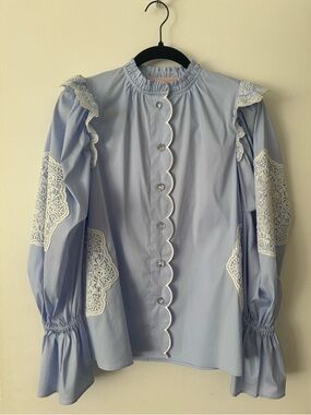 Bapy by a Bathing Ape Embroidered Button Down Shirt with Crystal Buttons